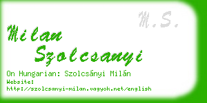 milan szolcsanyi business card