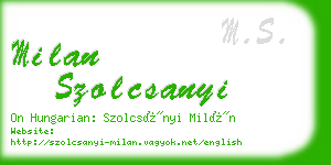 milan szolcsanyi business card